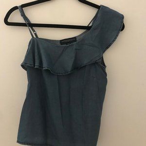 One shoulder denim top
